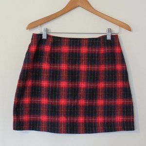 Vintage Limited America Wool Blend Plaid Mini Skirt Size 8 Made in Italy